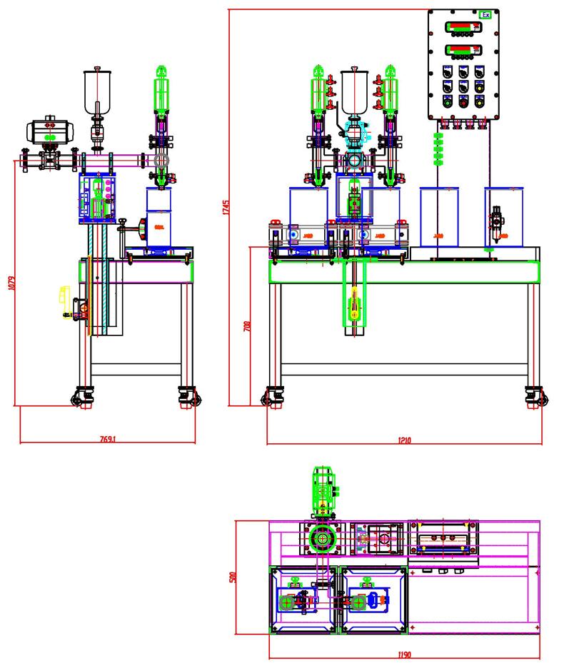 Halbautomatische Explosionsgeschützte Abfüllmaschine Zeichnung